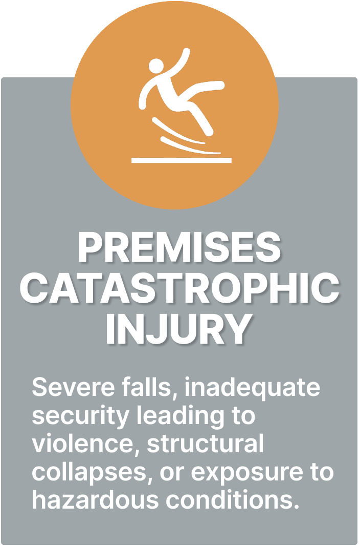 Graphic illustrating common types of premises catastrophic injures